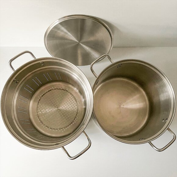 Vintage Lagostina 1901 V01K 3 Piece Pasta Pot Set 10qt Pentola Stainless Steel - Picture 2 of 7